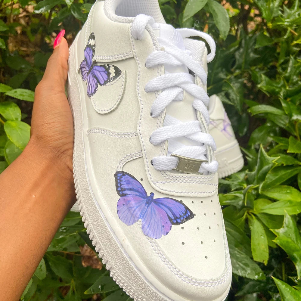 Custom Lavender Butterfly Custom AF 1s