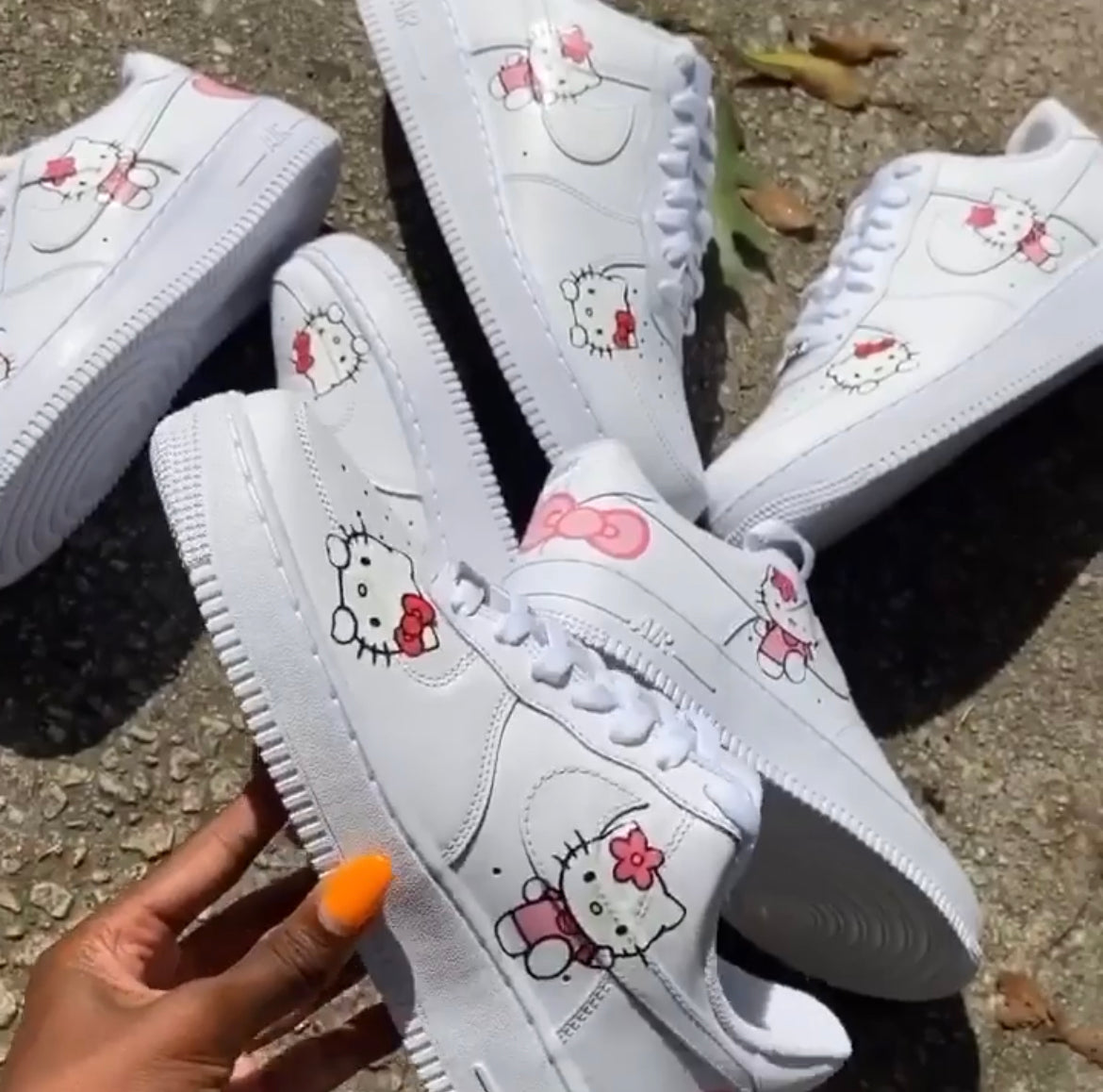 Custom Pink Kitty Custom AF 1s